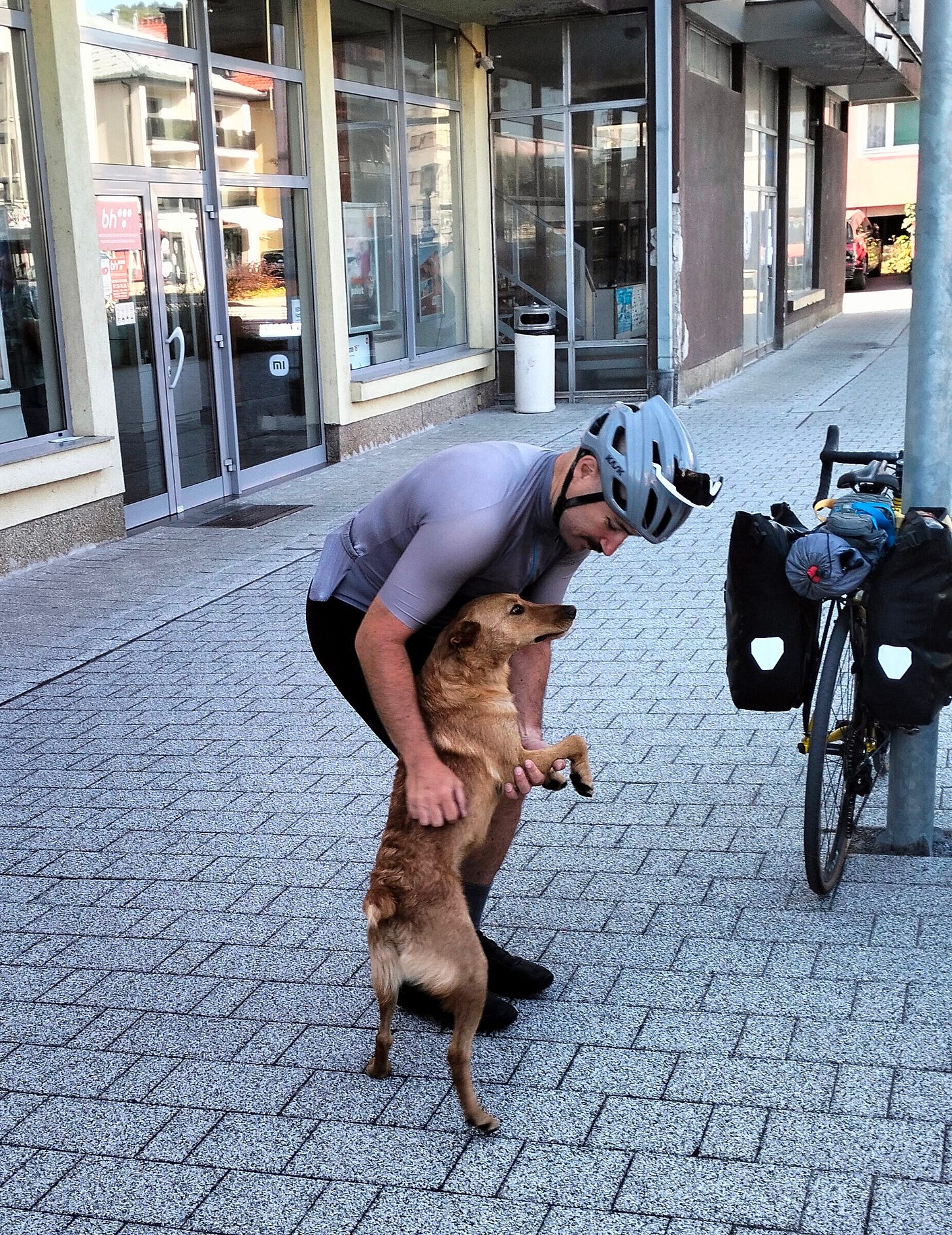 Fabio Dal Pan con un cane feroce