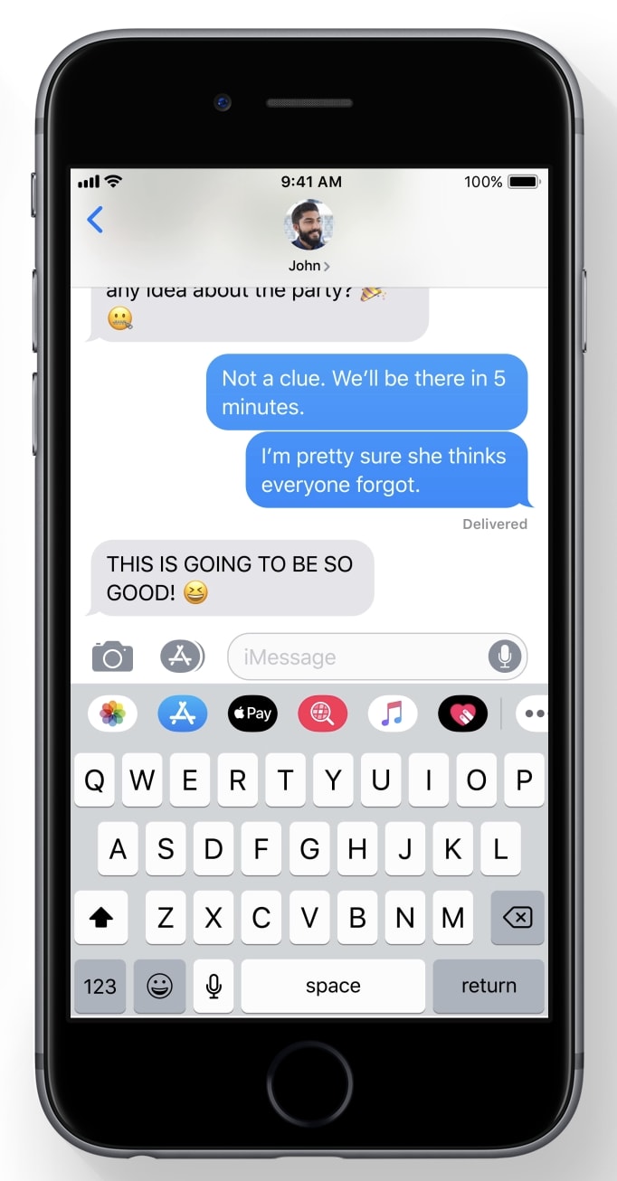 Marketing materials for iOS 11 featuring fake text messages