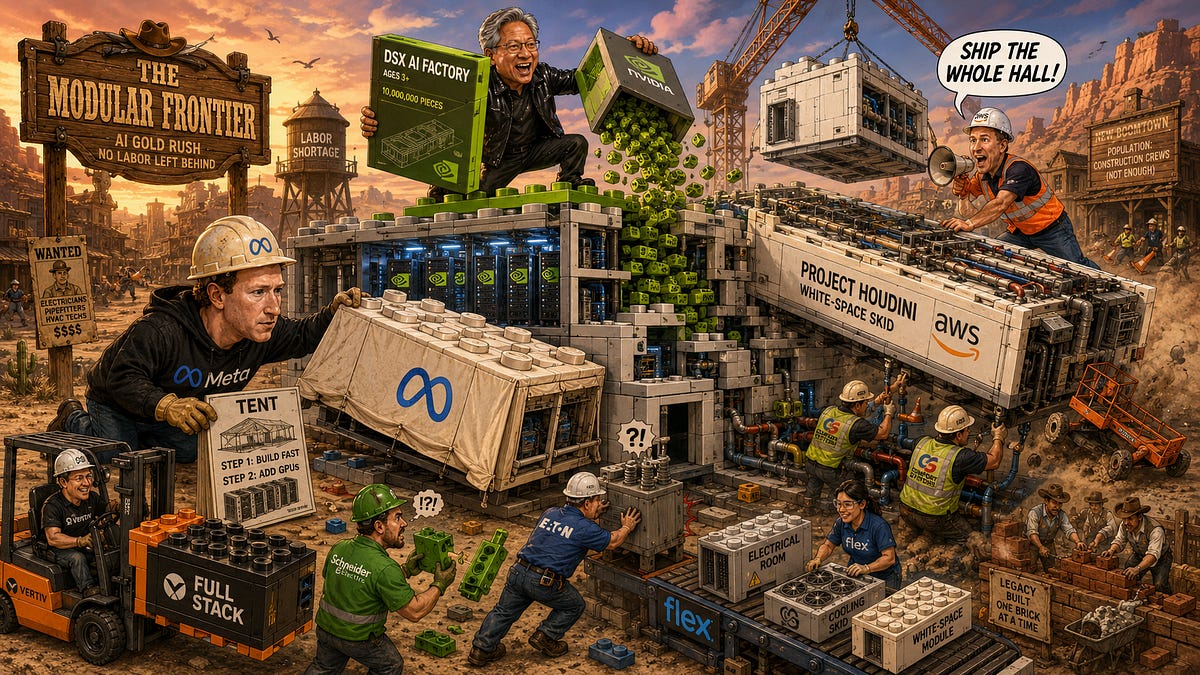 Hyperscalers Build AI Datacenters Like Lego Sets to Outrun Grid and Labor Bottlenecks (7 minute read)