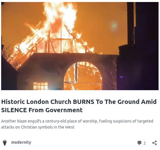 Yet Another Historic Church Gutted by Raging Fire