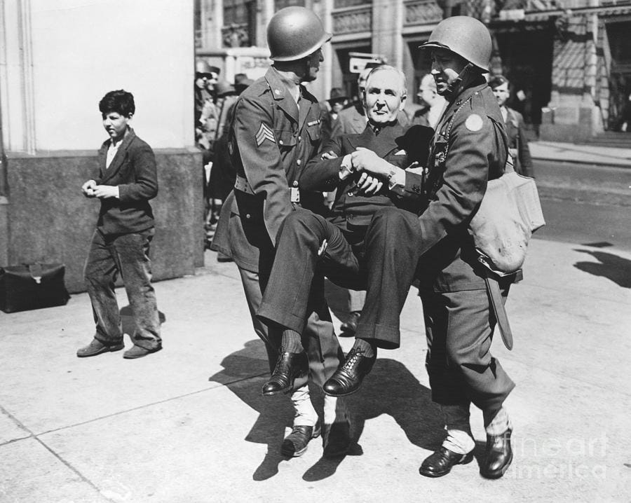 Sewell Avery Carried By Two Soldiers by Bettmann Sewell Avery Carried By Two Soldiers by Bettmann