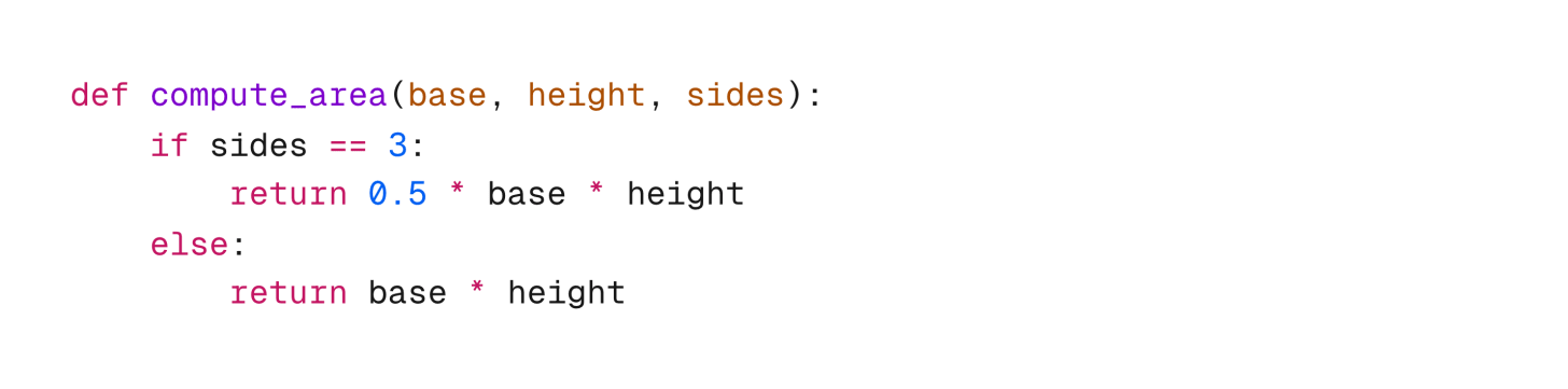 Python function that computes the area of a shape.