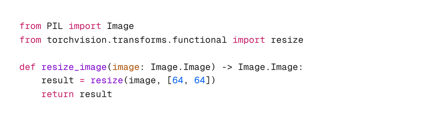 Python function that resizes an image to 64x64.