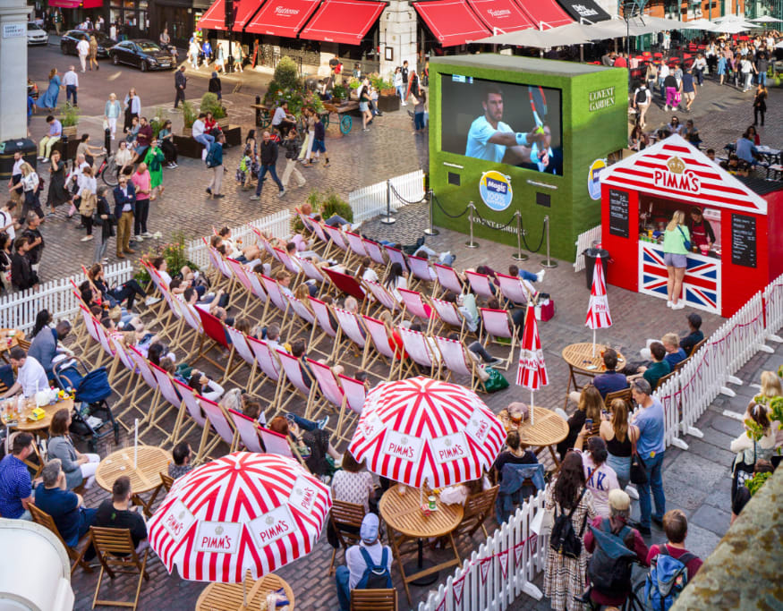 Aerial view of a Wimbledon screening in Covent Garden