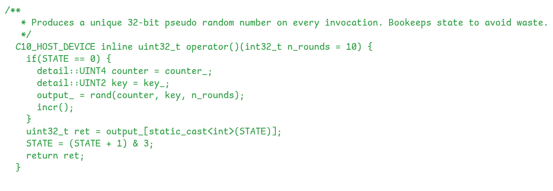 Definition of the operator() that is called by users to generate random numbers