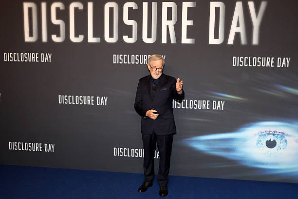 Director Steven Spielberg poses upon arrival for the premiere of "Disclosure Day" at the Grand Rex in Paris on June 2, 2026.