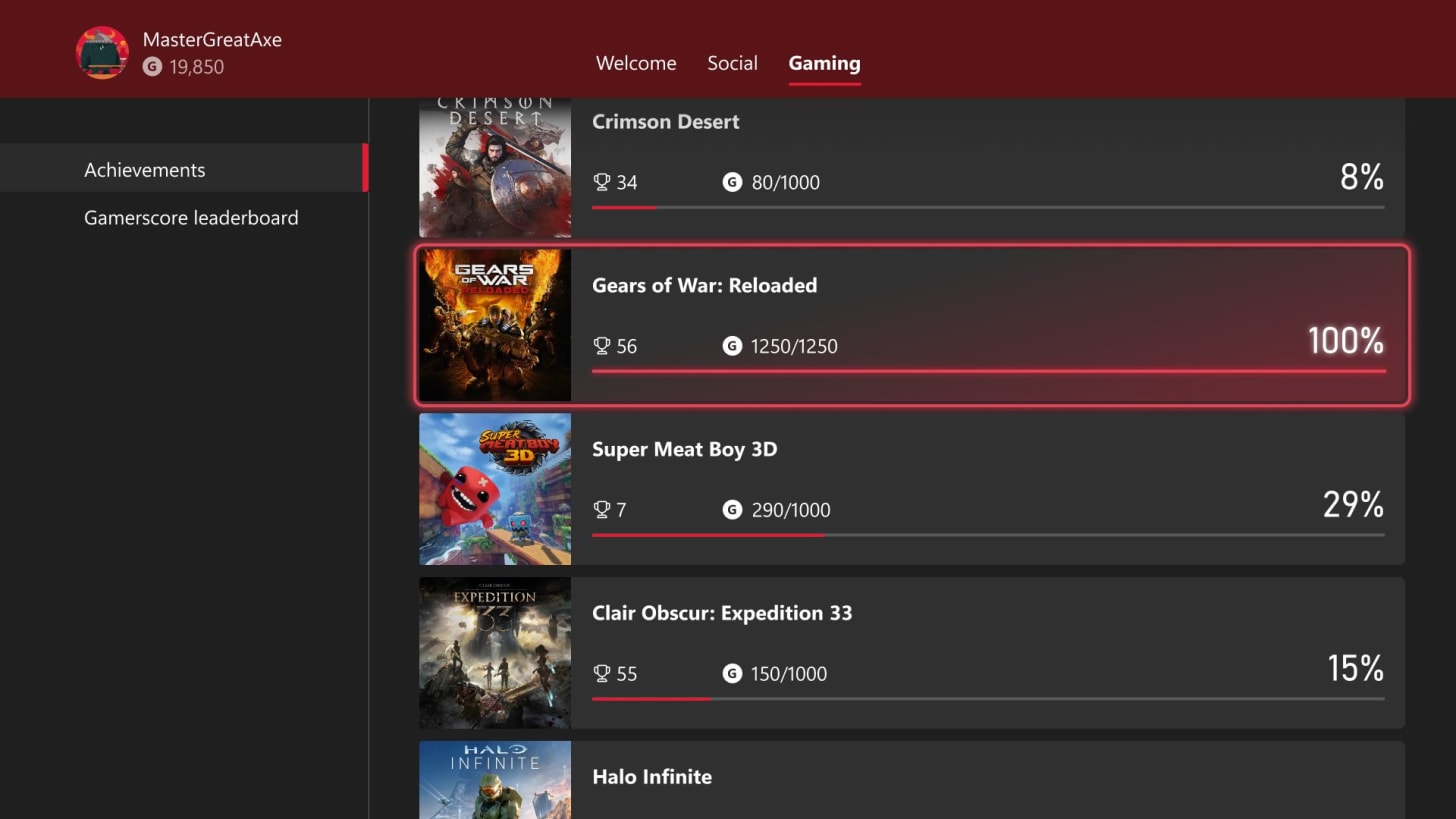 Xbox Achievements overhaul