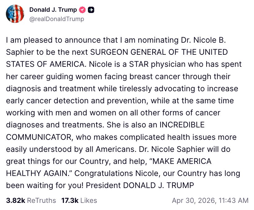 Trump's New Surgeon General Pick Repeatedly Instructed Americans to Get COVID Injection