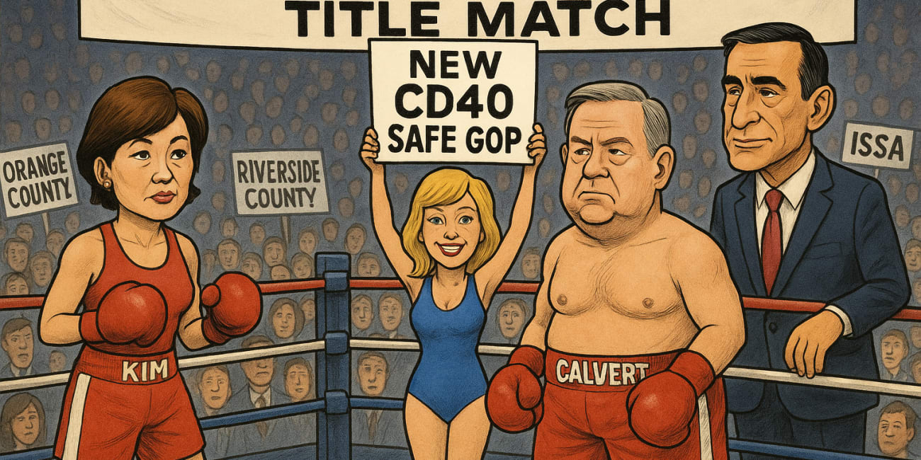 With Prop. 50 Up In The Polls A Newly Drawn CA40 Promises An Intraparty GOP Battle: Reps Calvert and Kim Facing Off, And Potentially Issa 