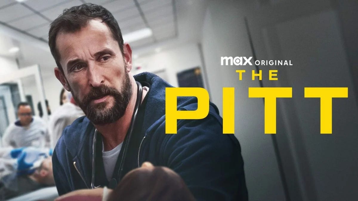 Key art for The Pitt on Max featuring Noah Wyle as a doctor. Key art for The Pitt on Max featuring Noah Wyle as a doctor.