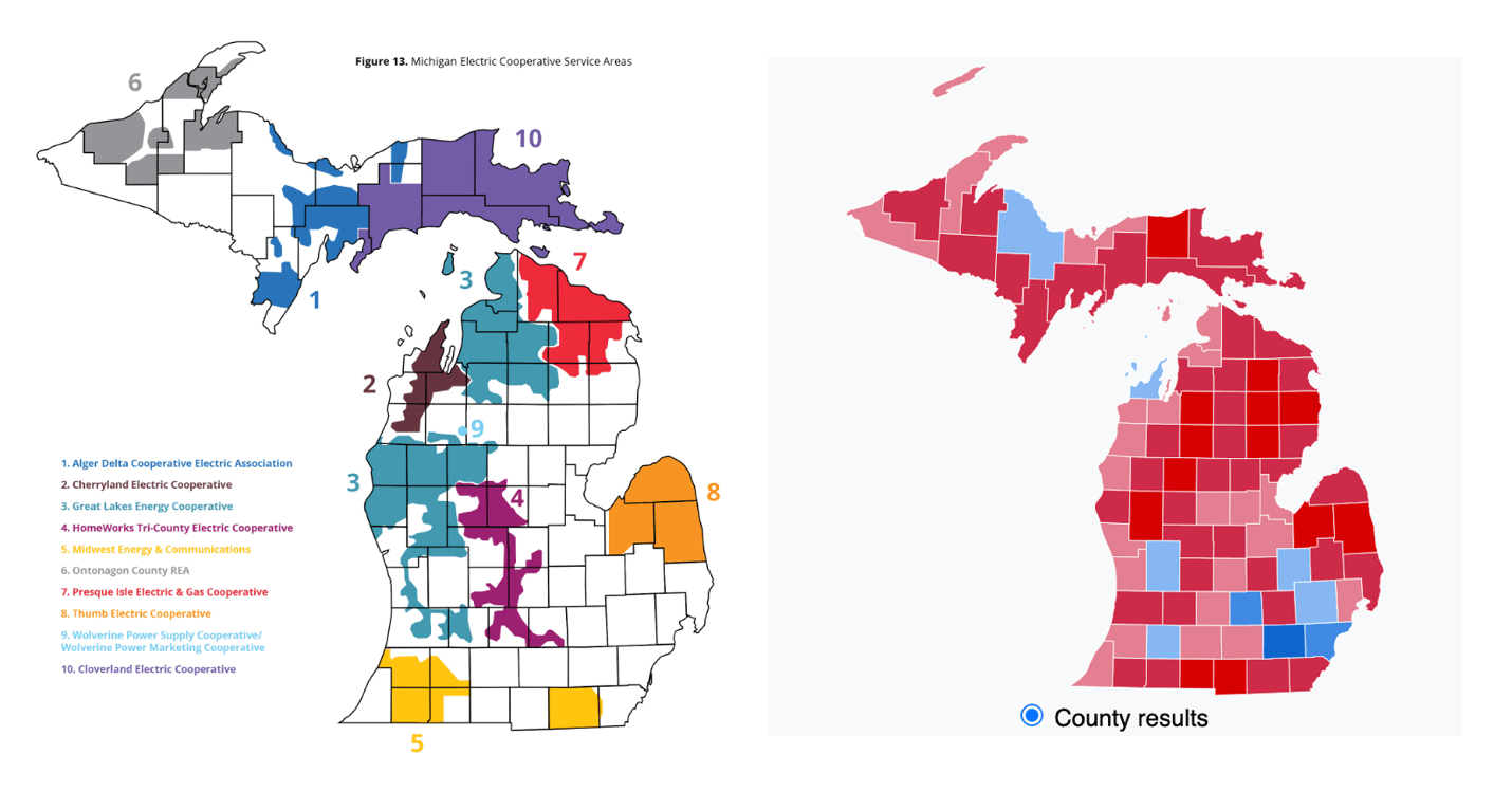A map of michigan with different colored squares</p>
<p>AI-generated content may be incorrect.