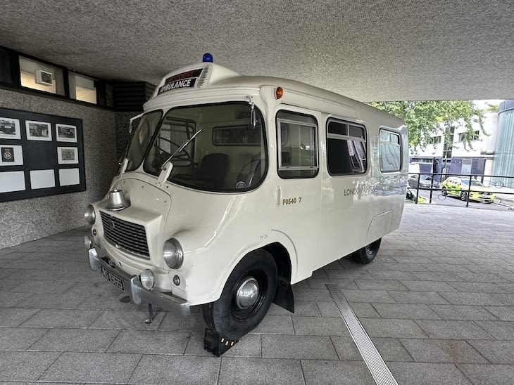 A vintage London ambulance