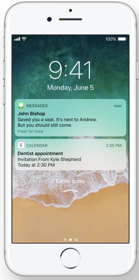 Marketing materials for iOS 11 featuring fake text messages