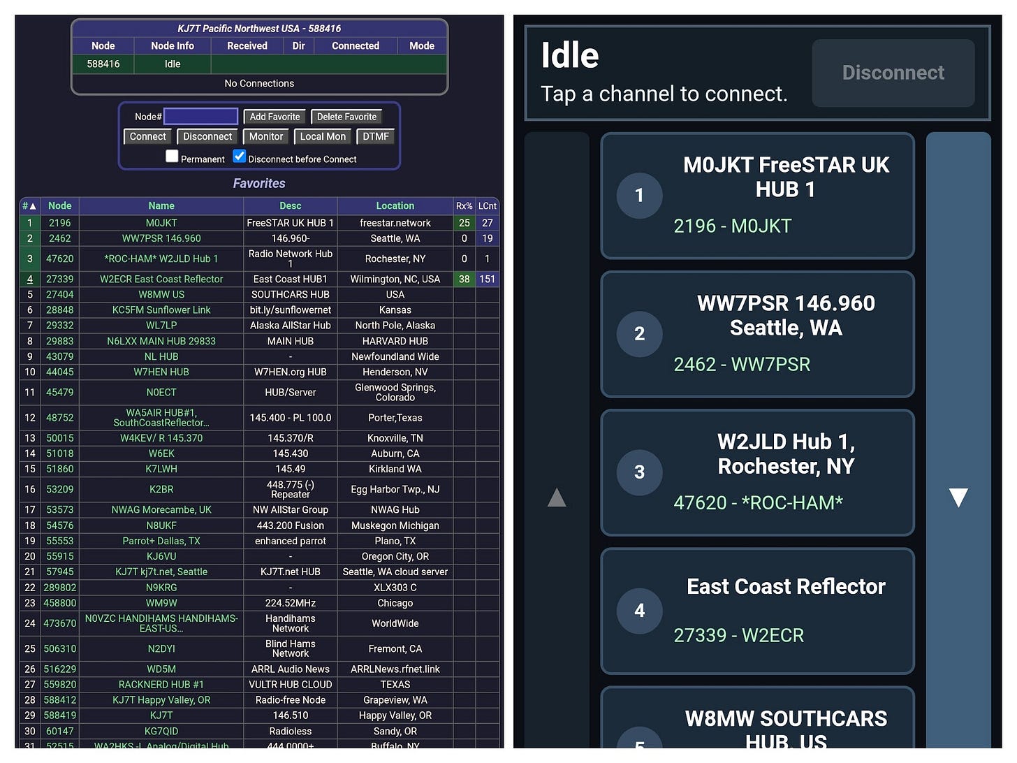 Standard AllScan (left) and the new TouchGUI (right) on my phone