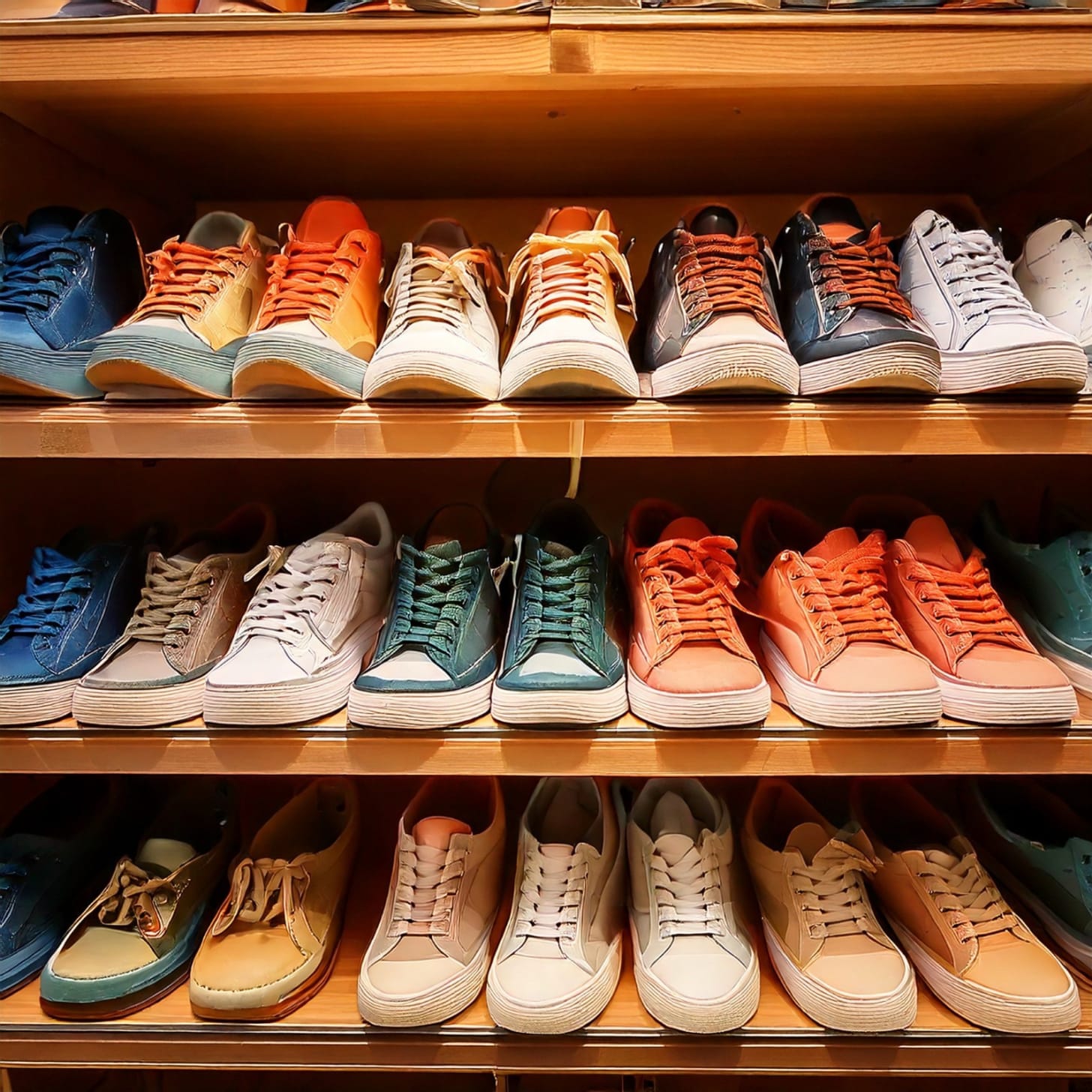 A shelf with many shoes

AI-generated content may be incorrect., Picture