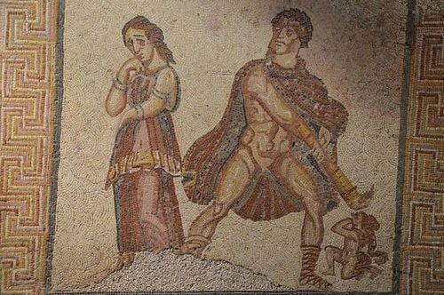 Mosaic panel depicting the madness of Heracles
