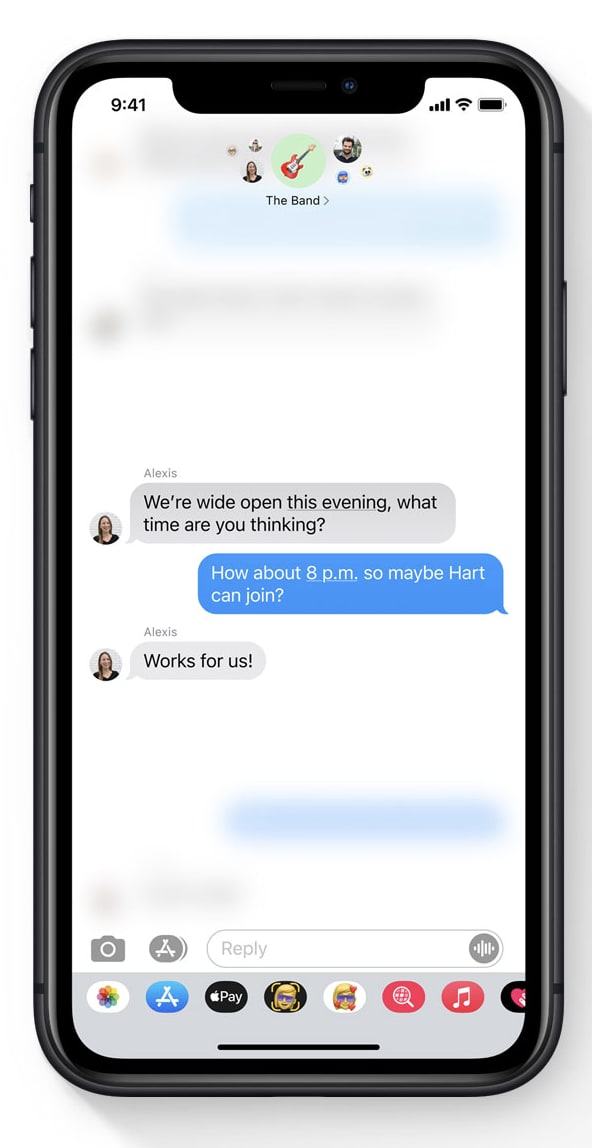 Marketing images for iOS 14 featuring fake texts