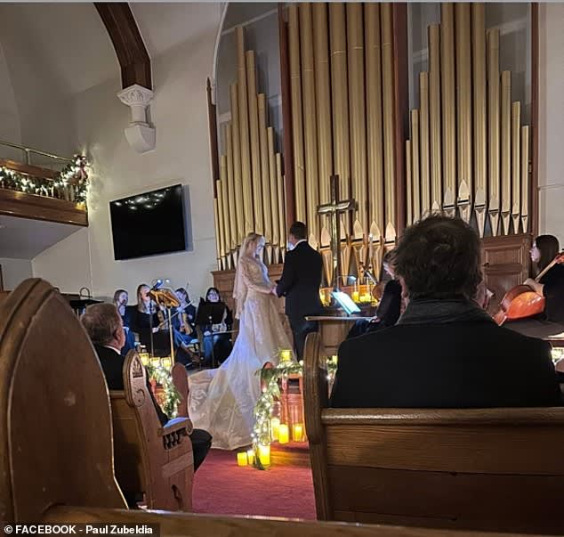 Photos from the wedding ceremony of staffer George Lane show Texas Attorney General Ken Paxton sitting in the front pew of the church. Paxton took his mistress, Tracy Duhon, as his date to the nuptials