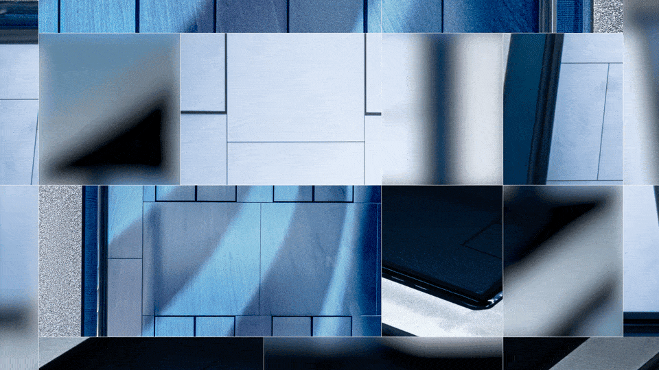 Abstract collage of silicon chips overlaid with text that reads "Meta's Custom Silicon"