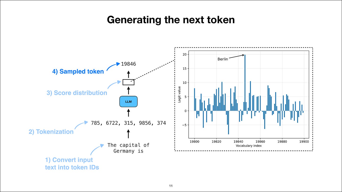 Step 4: sample a token from the score distribution