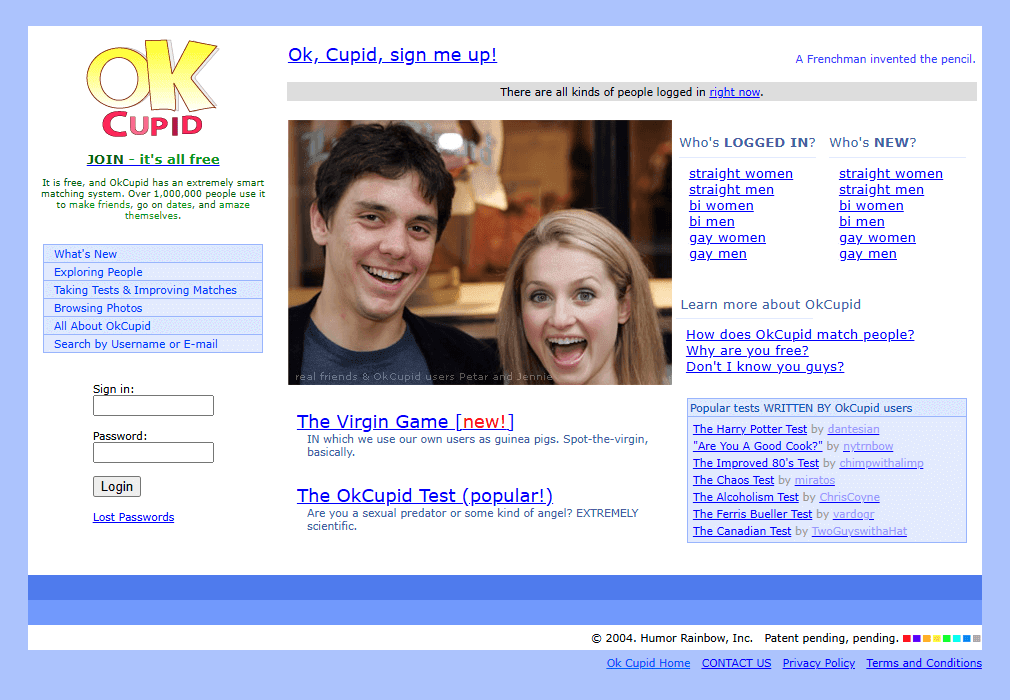 Ok Cupid in 2004 - webdesignmuseum.org