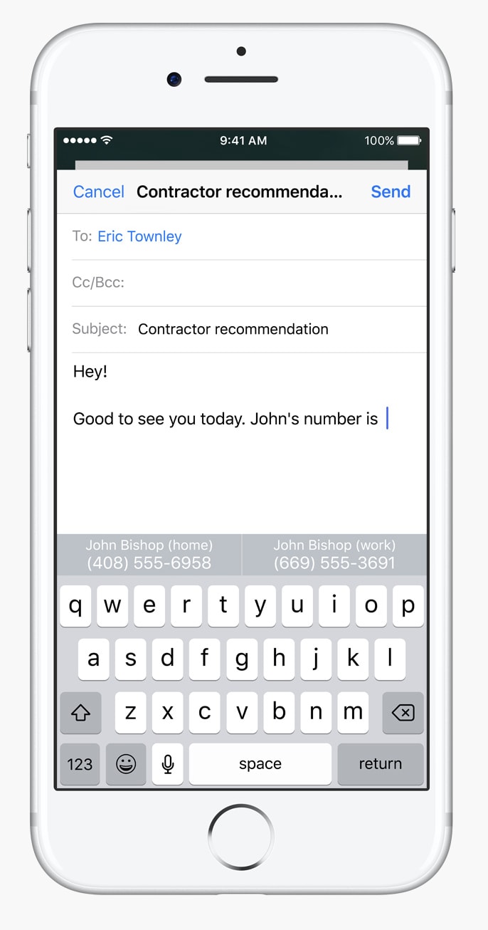 Marketing materials for iOS 10 featuring fake text messages