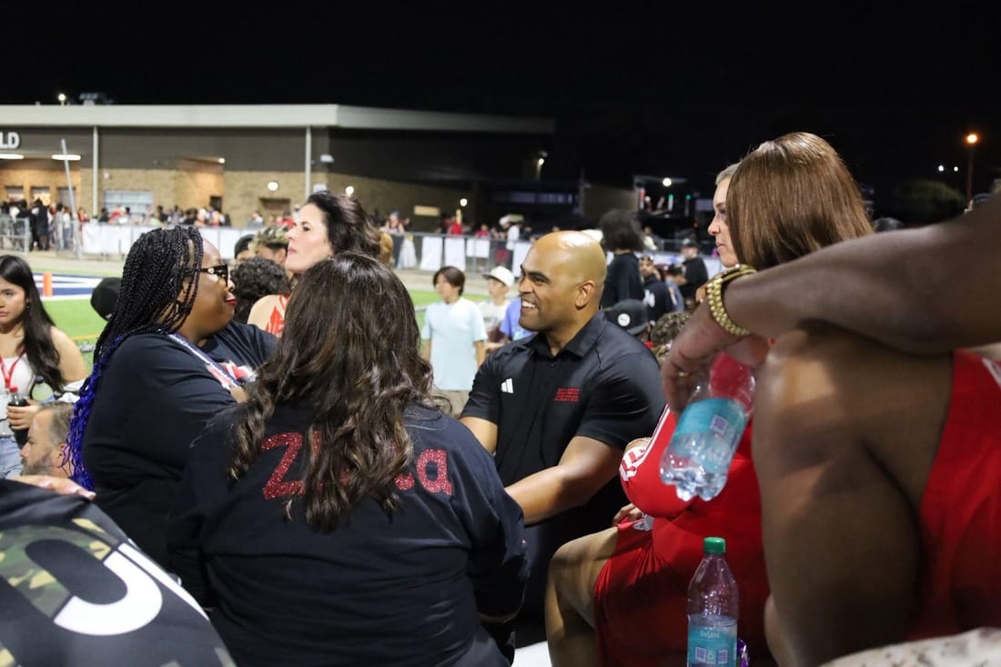 Talking to parents at my alma mater, Hillcrest High School