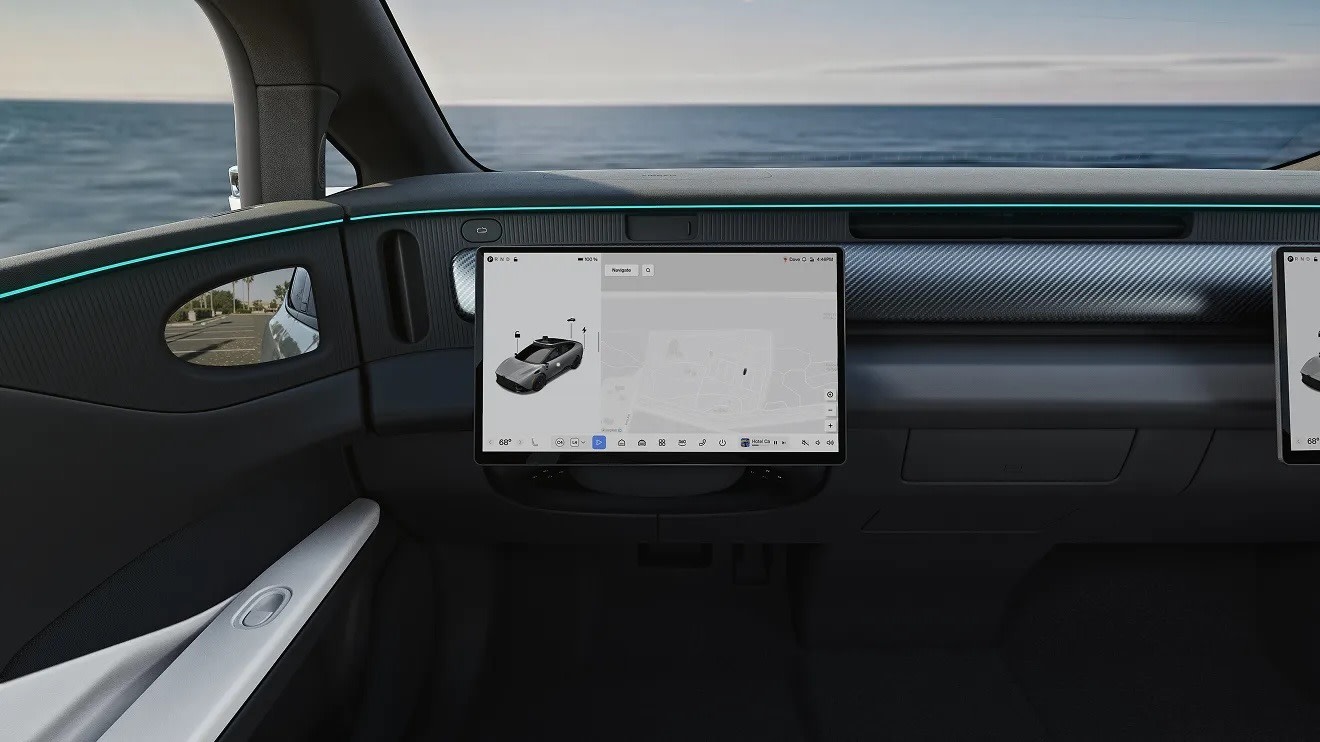 Tensor自动驾驶模式下的仪表盘。 The dashboard of a Tensor in self-driving mode.