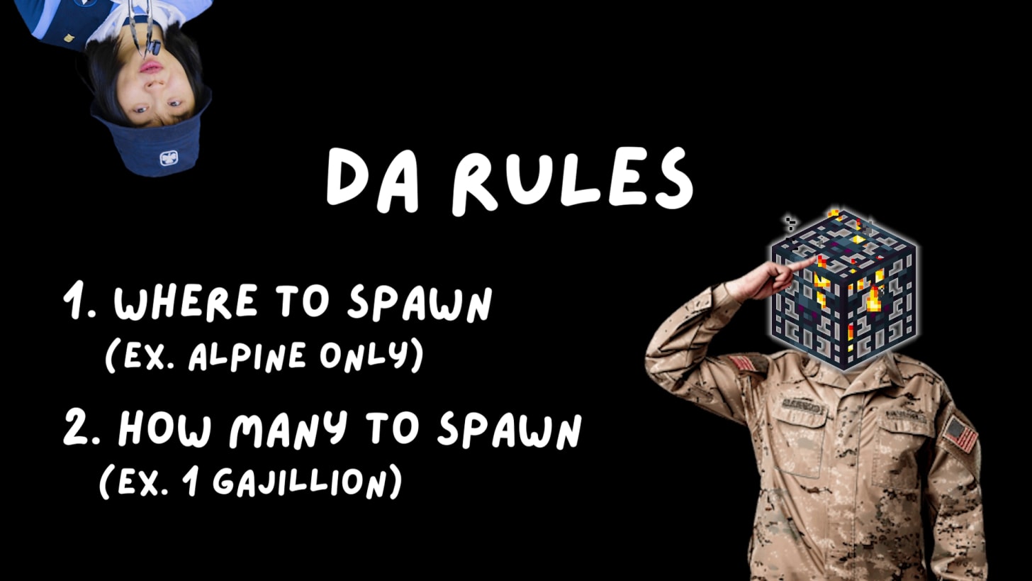 What each spawner is re-spawn-sible for. Haha, get it?