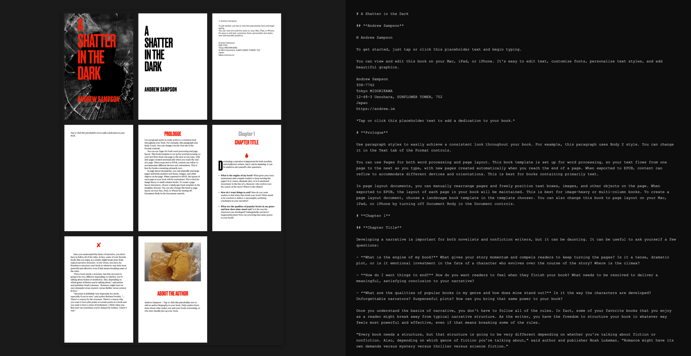 a Pages document converted to markdown