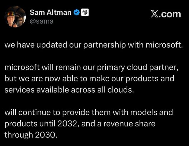 r/ArtificialInteligence - Sam Altman updates partnership with Microsoft - what does this mean for the future of OpenAI?