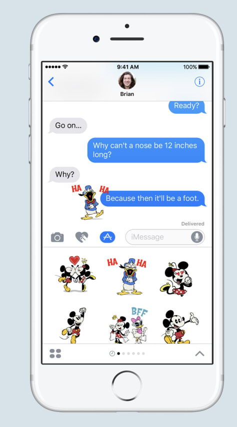 Marketing materials for iOS 10 featuring fake text messages
