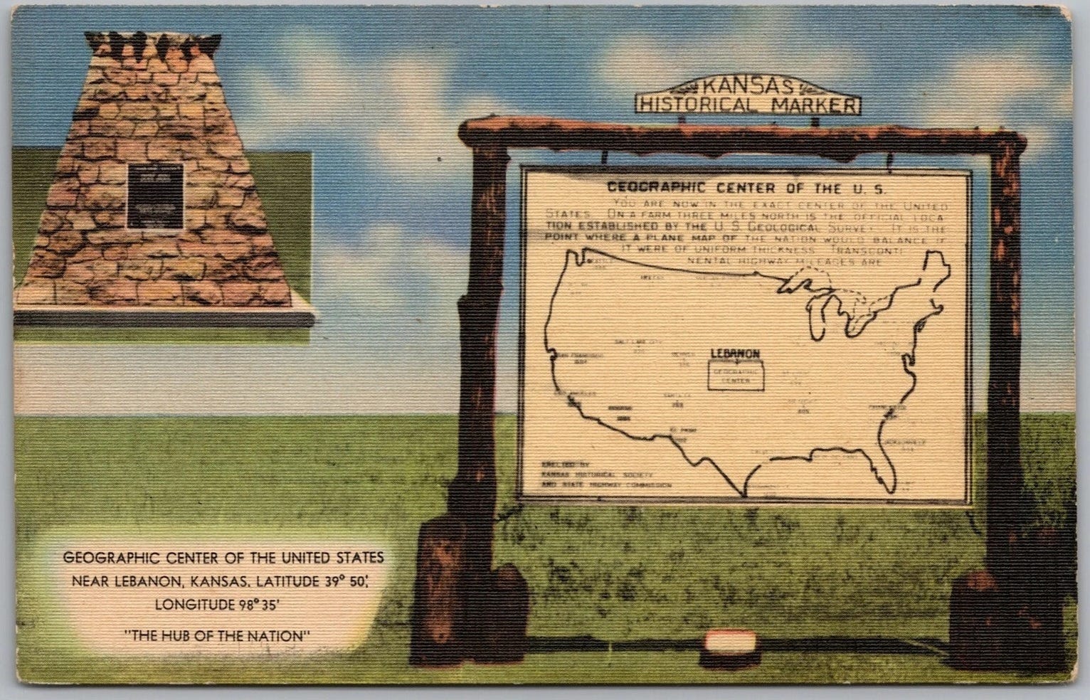 EarthStuff - 1918 Geographic Center Of The [contiguous] Lower 48 States [CONUS] - Lebanon, Kansas