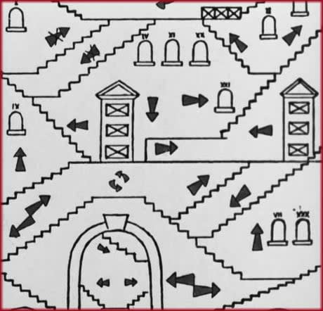 The Floor Plan of The Place That Sends You Mad. Where Asterix accomplishes one of his Herculean Labours: to obtain Permit A38 from a kafkaesque bureaucracy.