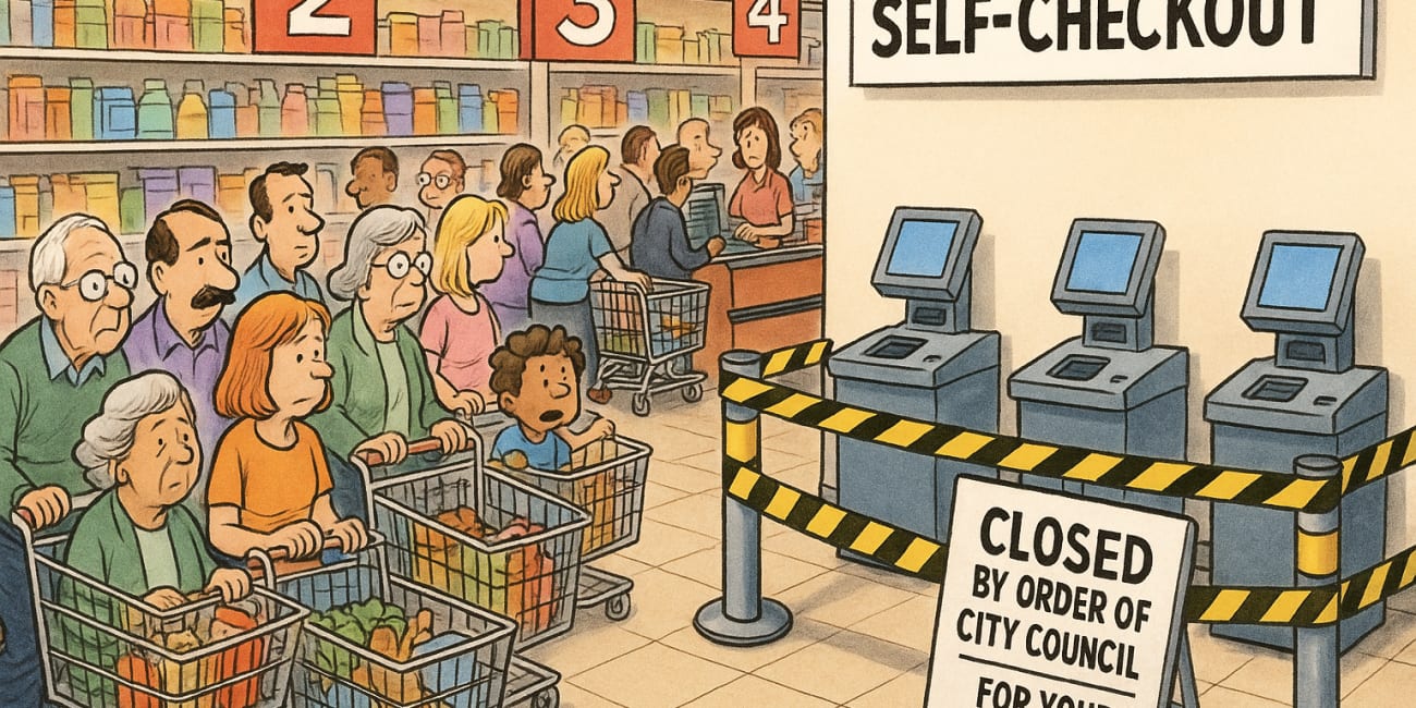 Unions’ Assault on Grocery Store Self-Checkout In Long Beach: Inflating Costs to Shield Jobs from Innovation