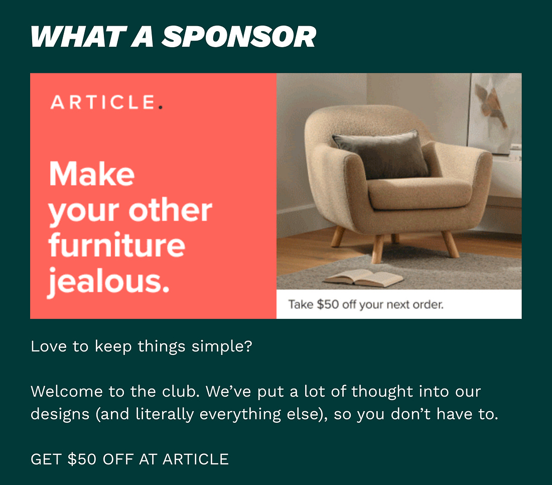 An ad for Article