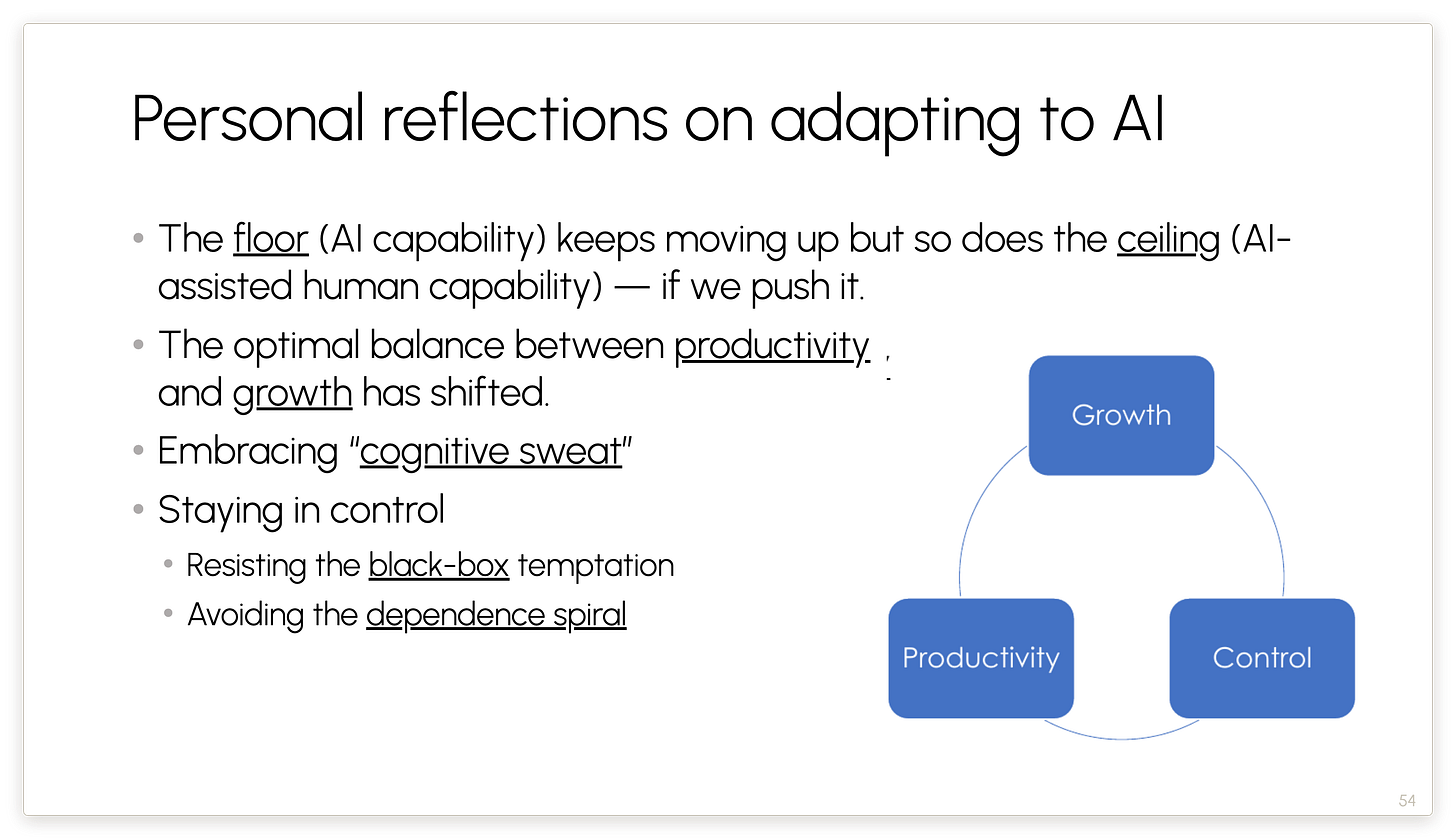 Personal reflections on adapting to AI
