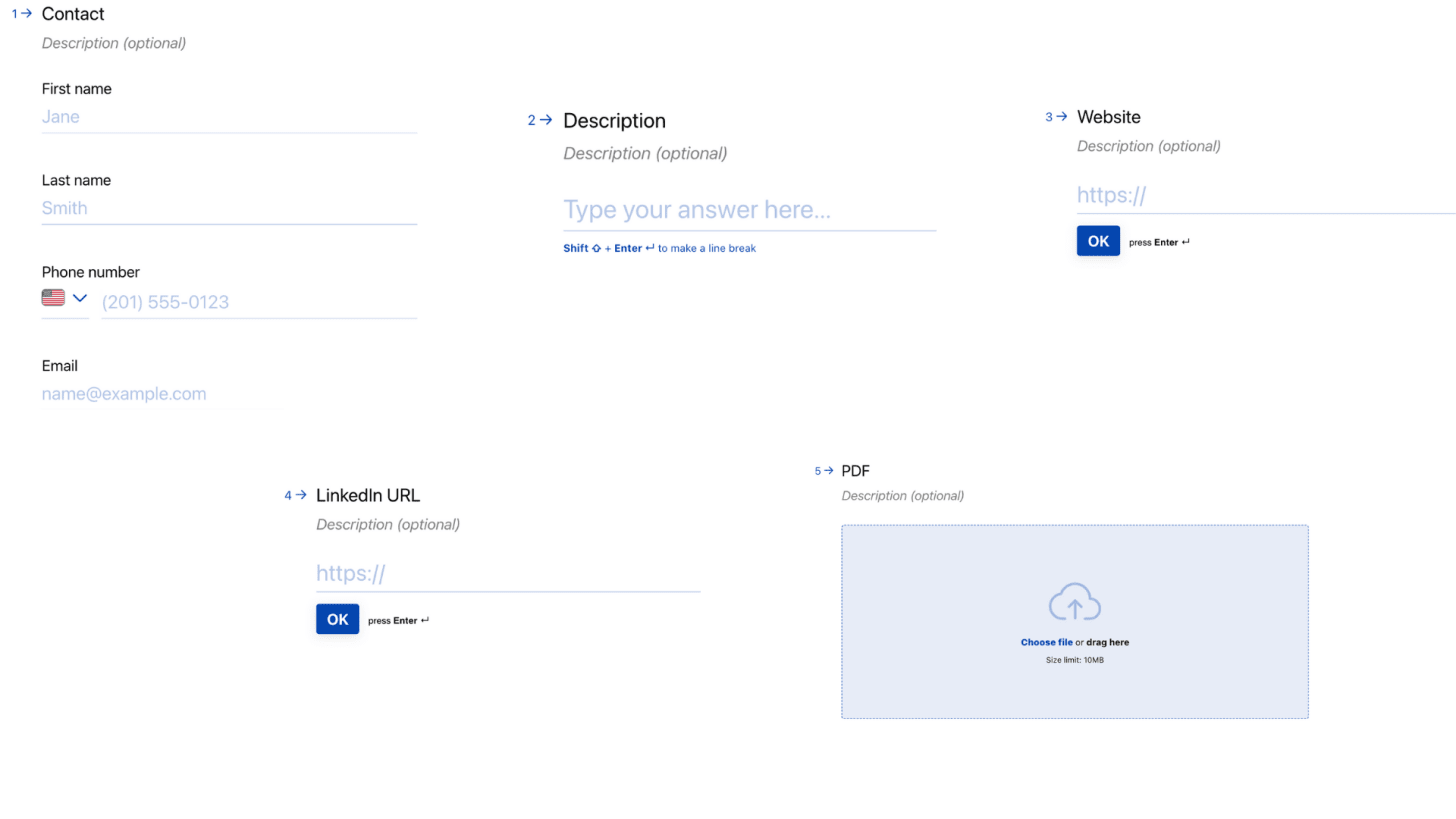 The startup fills out a basic form