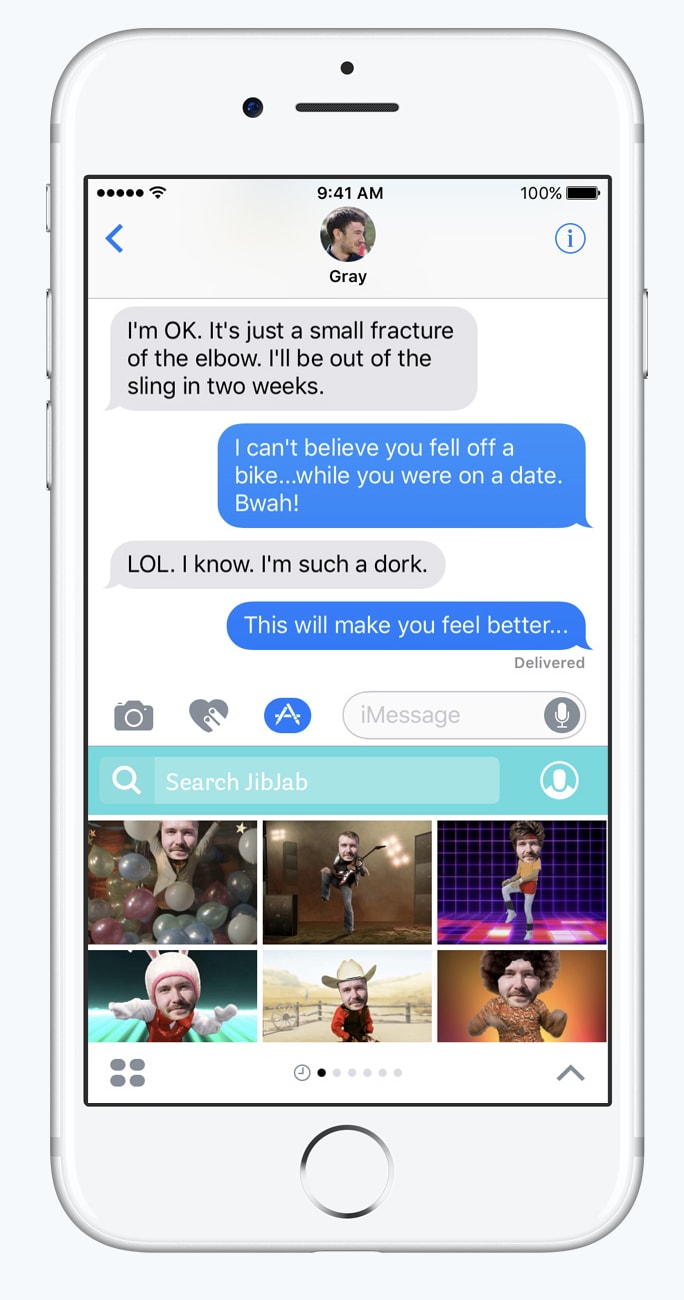 Marketing materials for iOS 10 featuring fake text messages