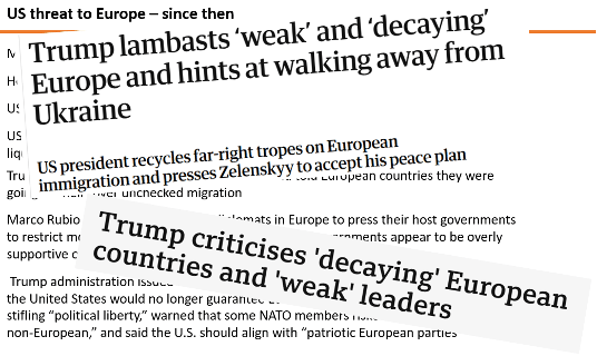 A montage of Trump anti-Europe comments