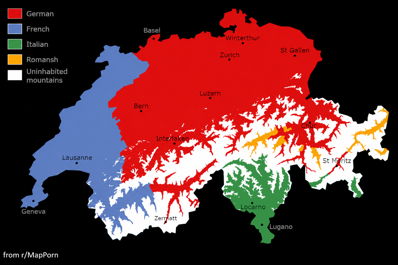 EarthStuff - Language Map Of Switzerland