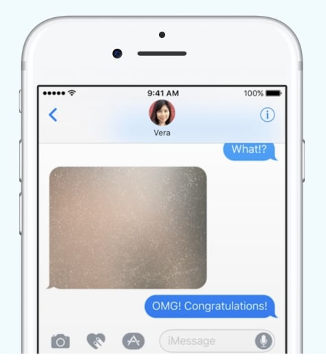Marketing materials for iOS 10 featuring fake text messages