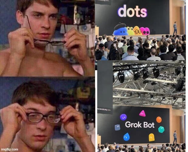 sui on X: "AHAHAHAHAHAHAHAHAHAHAHA NO WAY. > OpenAI just announced Dots. >  SpaceXAI bought https://t.co/WdFqpl07IQ it redirects straight to the Grok  Bot download page. based lmao." / X