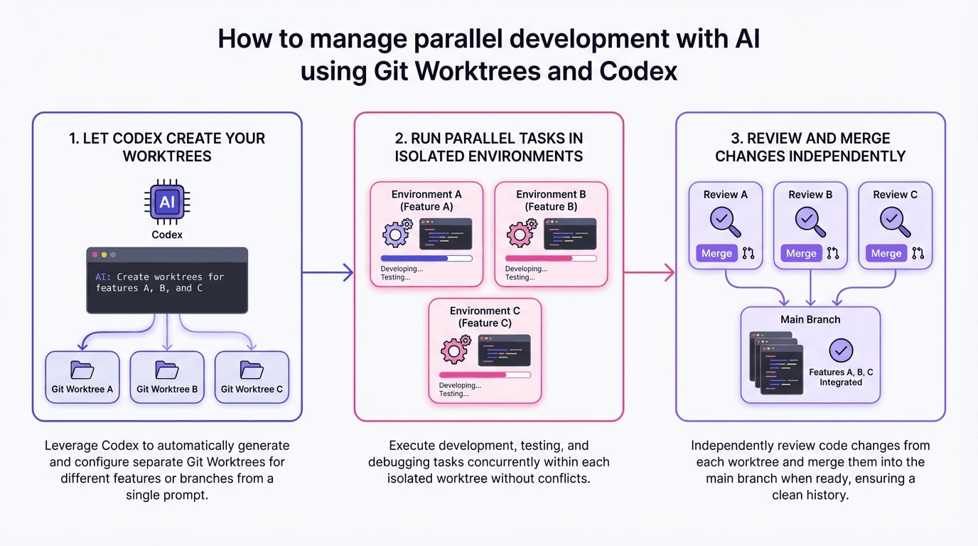 How to Manage Parallel Development with AI using Git Worktrees and Codex