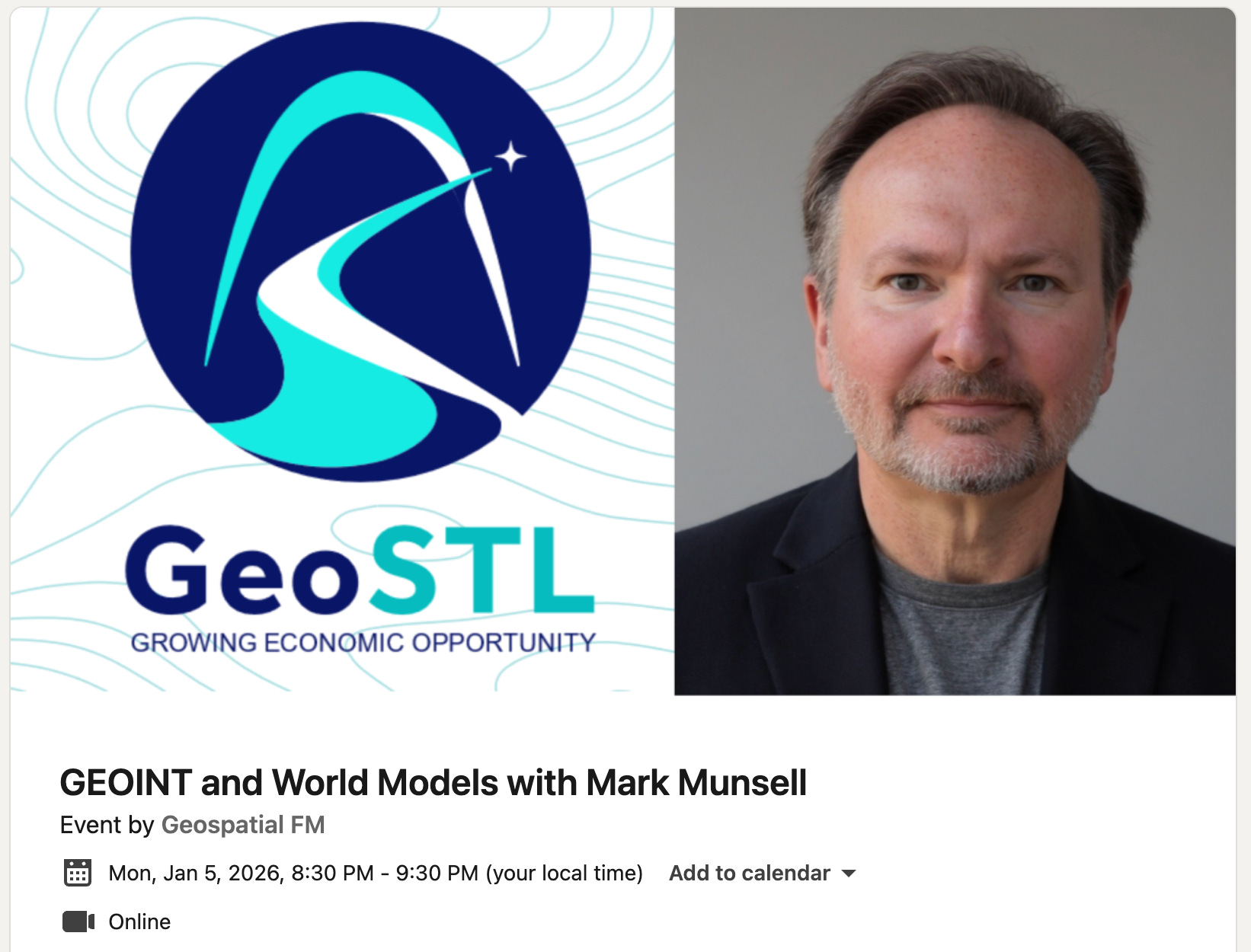Geospatial FM - Live event: GEOINT and world models with Mark Munsell