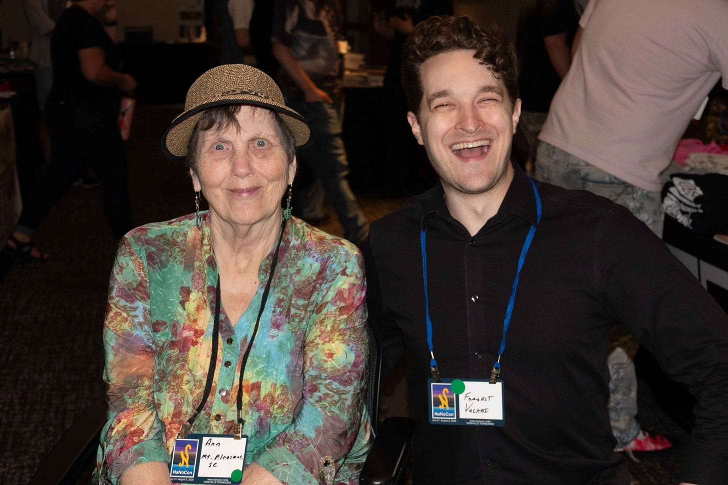 Photo of Ann Hammond with Forrest Valkai.