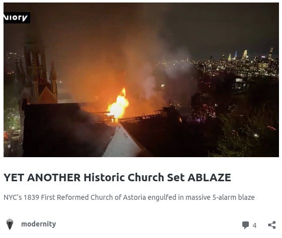 Yet Another Historic Church Gutted by Raging Fire