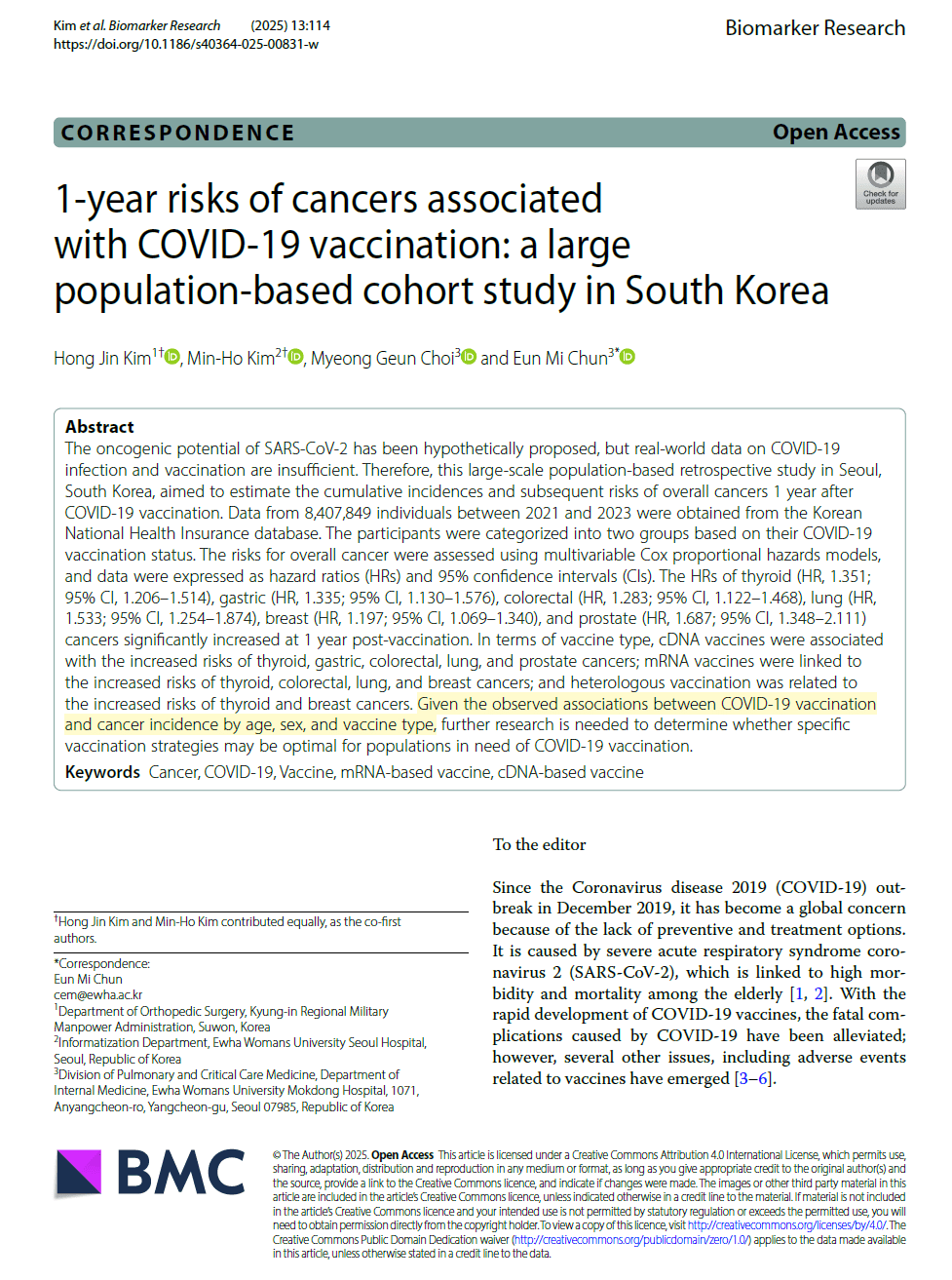 Large Korean Study Confirms Risks of COVID-19 Vaccine Turbo-Cancer