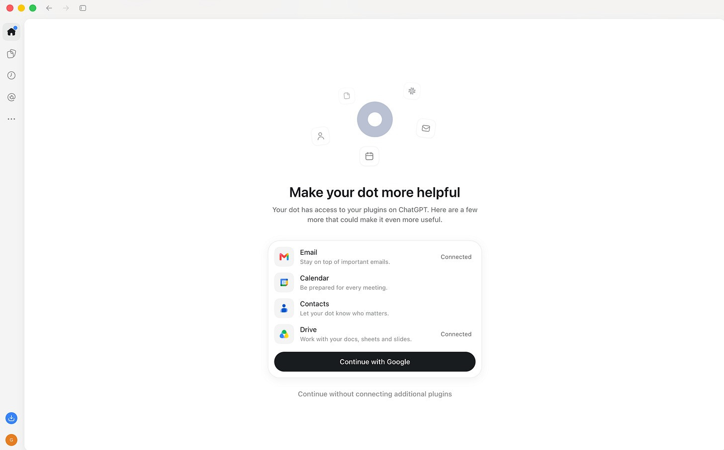 OpenAI Dots app connection screen