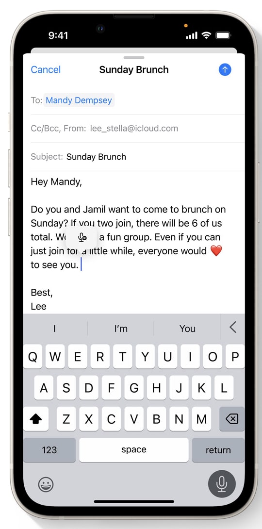 Marketing materials for iOS 16 featuring fake text messages